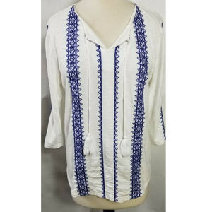 Chicos Tunic Size 1 Medium Embroidered Bohemian